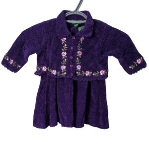 Vintage The Children's Place Silk Blend Embroidered Dress/Sweater Set Size‎ 12m